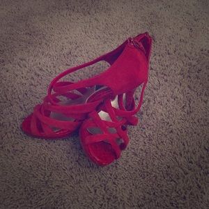 Red strapped high heels